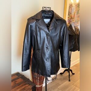 Vintage WILSONS MAXIMA Leather Jacket Women's S black 3 Buttons EC